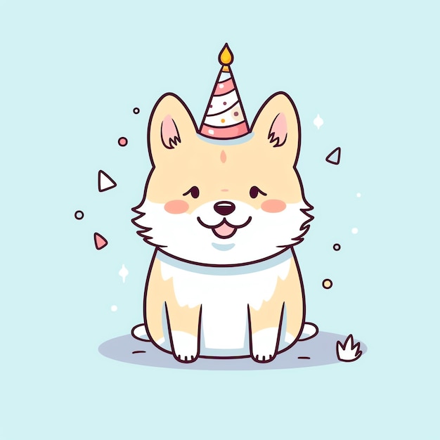 a cute beautiful Corgi with flowers Funny Corgi with love in cartoon style