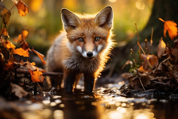 Cute beautiful Fox Wildlife Photography Generative AI