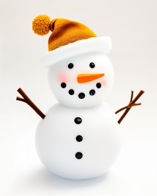 Photo cute beautiful little snowman set in different hats on new year's theme and christmas