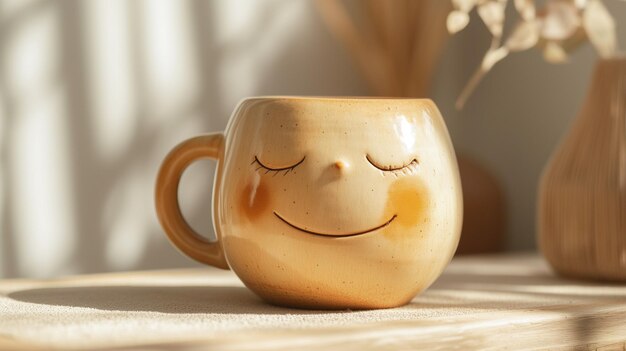 Cute beautiful mug stands on the table