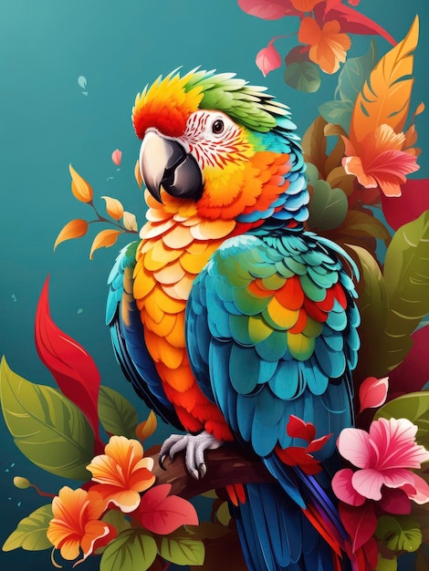 cute beautiful parrot illustration generated by ai