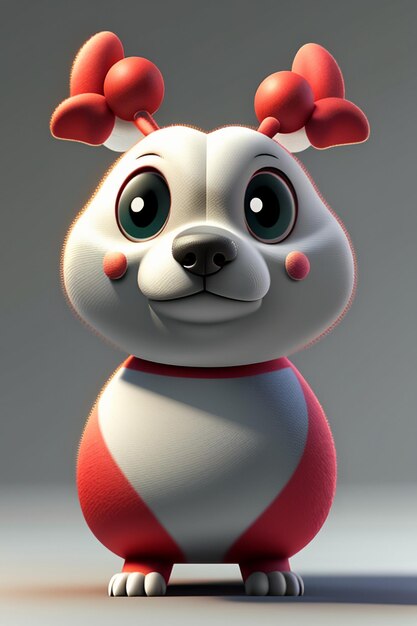 Cute beautiful pet dog character model 3d rendering model creative wallpaper background design