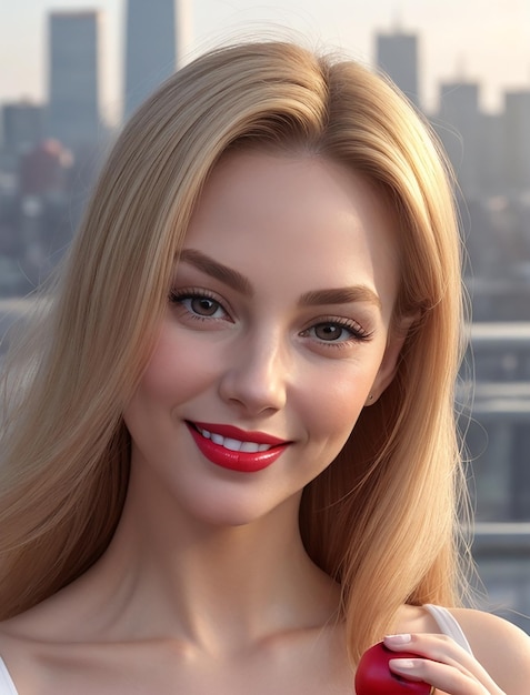 A cute beautiful woman face Photo Ai Generated