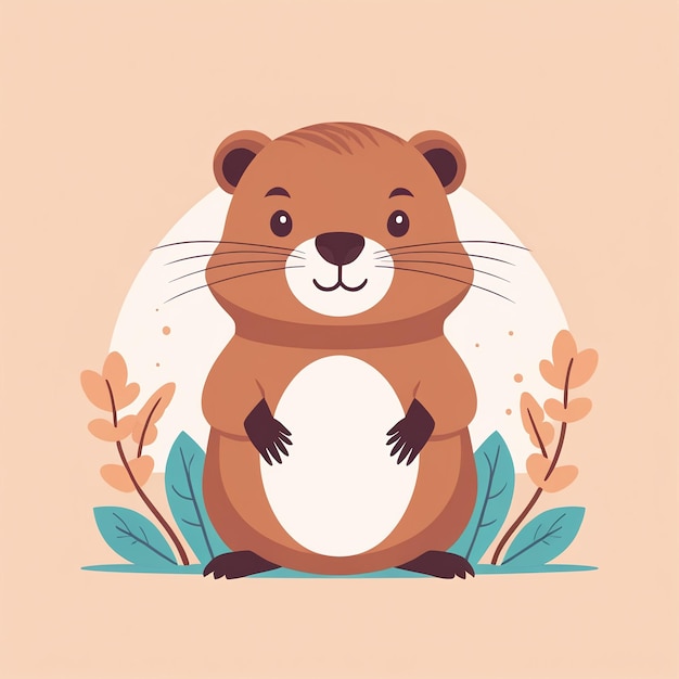 Photo cute beaver cartoon animal illustration