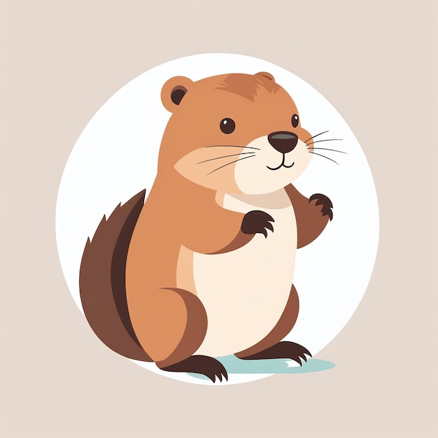 Cute beaver cartoon animal illustration