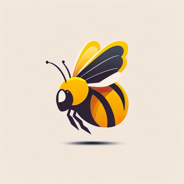 Симпатичная пчела летающая мультяшная векторная иконка иллюстрация концепция иконы природы животного изолированный вектор премиум-класса