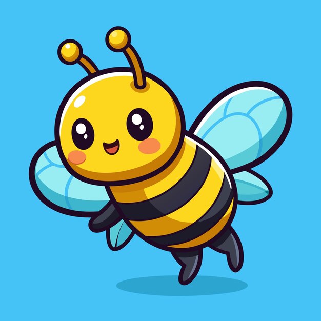 Photo cute bee flying cartoon vector icon illustration