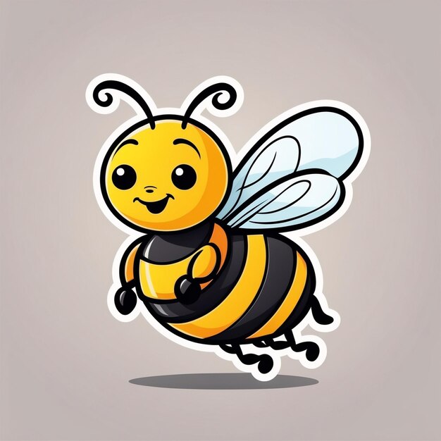 Photo cute bee flying cartoon vector icon illustration