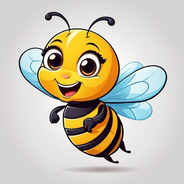 Cute bee flying cartoon vector illustration