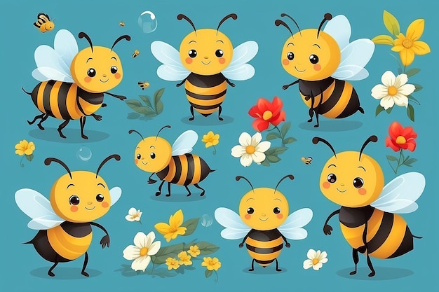 Photo the cute bees vector file