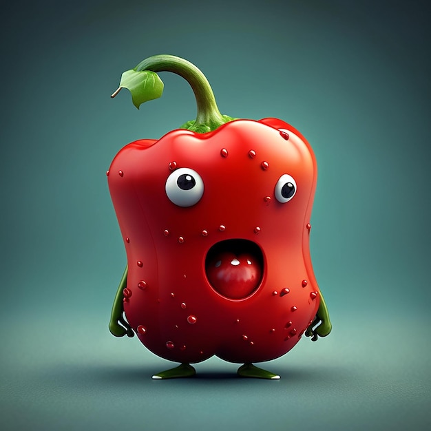 Cute Bell Pepper Character Illustration Using Generative AI