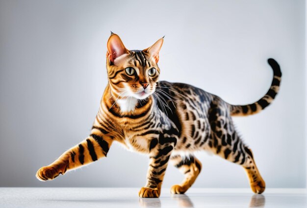 Cute bengal cat on a white background