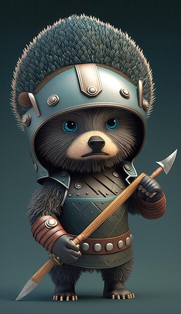 Photo cute binturong animal warrior 3d game model generative ai