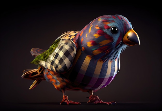 Cute bird cartoon character 3D style