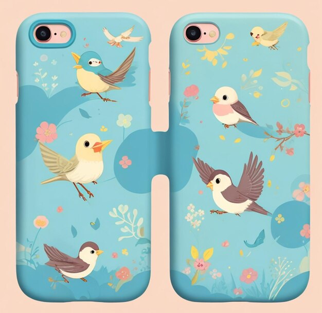 Photo cute bird character themed smartphone soft case mockup generative ai