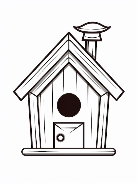 Cute bird home coloring page for kids