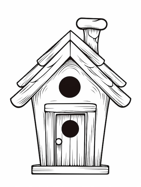 Cute bird home coloring page for kids