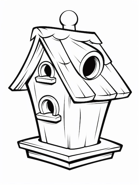 Cute bird home coloring page for kids