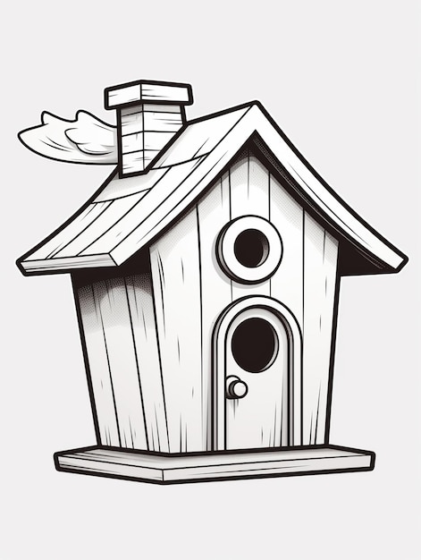 Cute bird home coloring page for kids