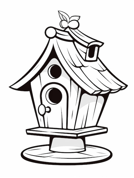 Cute bird home coloring page for kids