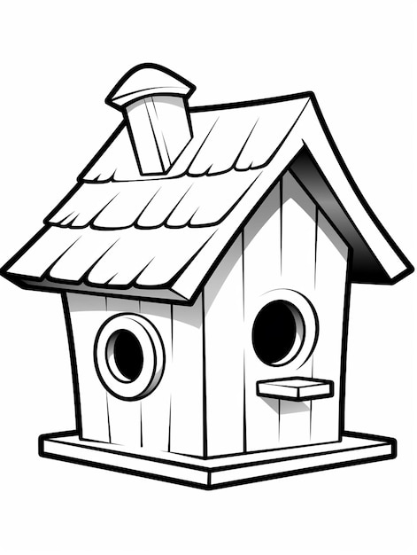 Cute bird home coloring page for kids