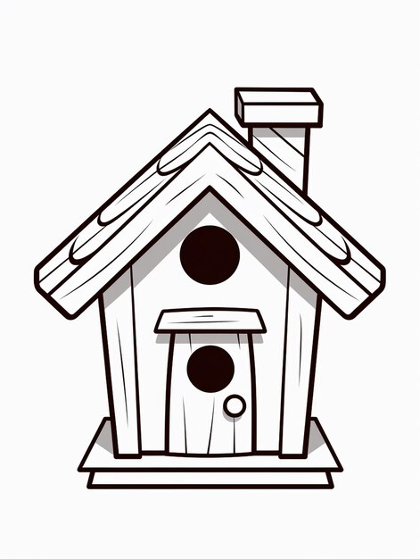 Cute bird home coloring page for kids