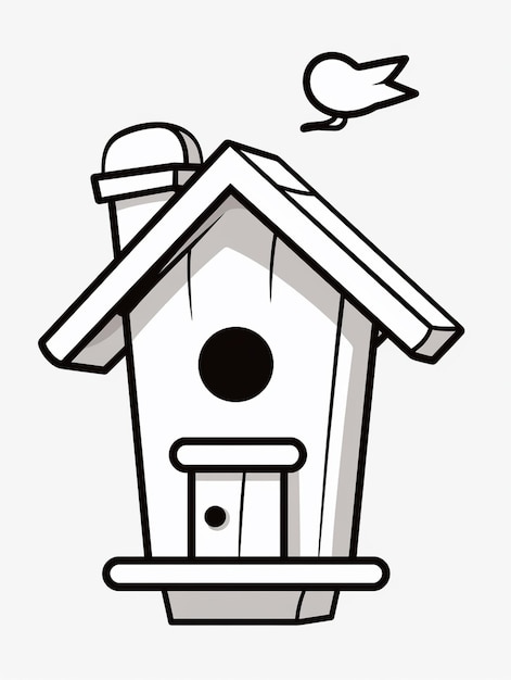 Cute bird home coloring page for kids