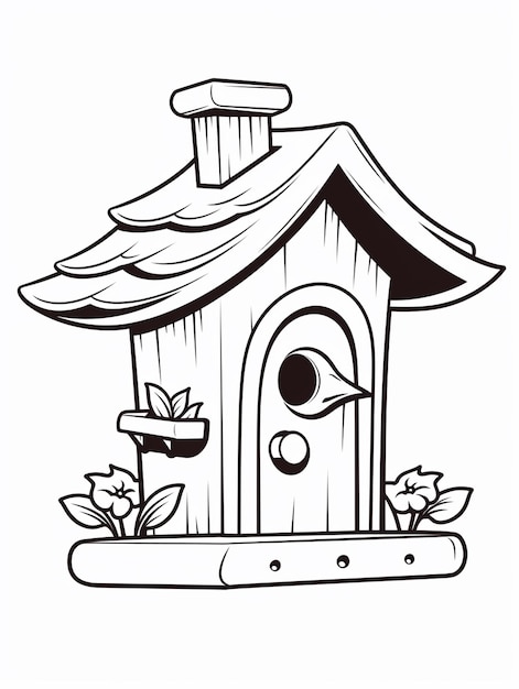 Cute bird home coloring page for kids