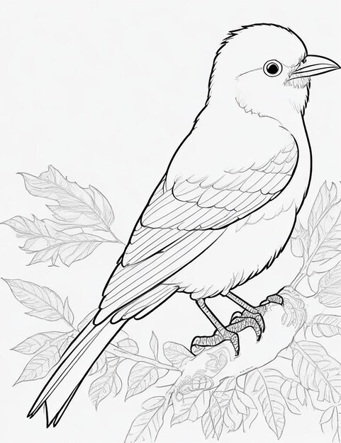 Photo cute bird for kids coloring page