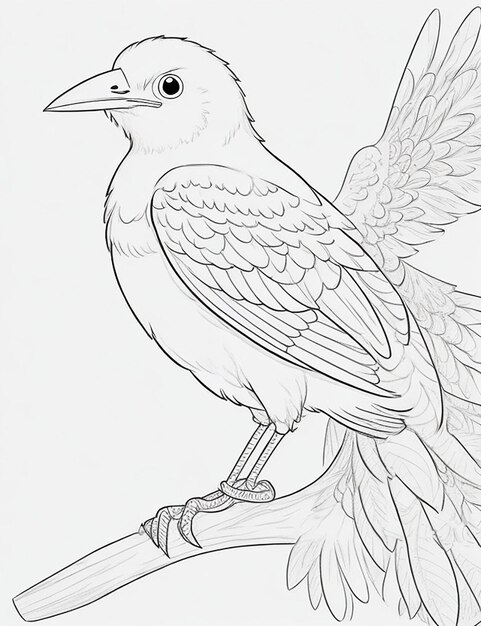 Photo cute bird for kids coloring page