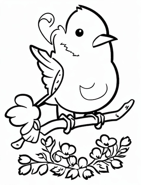 Photo cute bird for kids coloring page