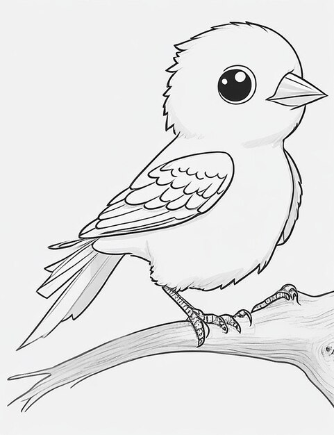 Photo cute bird for kids coloring page