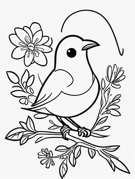 Photo cute bird for kids coloring page