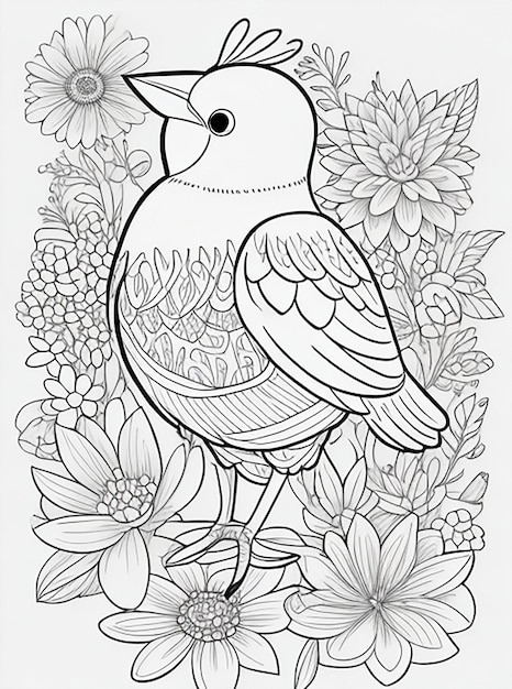 Photo cute bird for kids coloring page