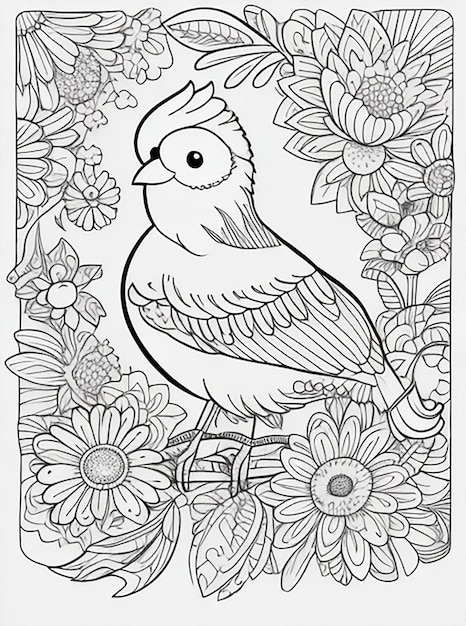 cute Bird for kids coloring page