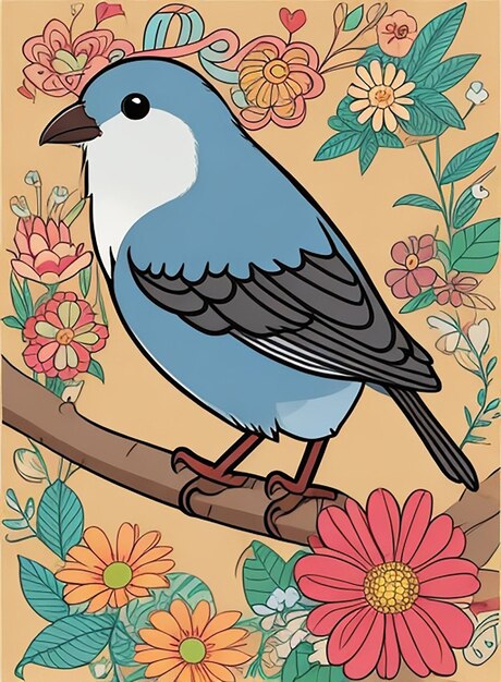 cute Bird for kids coloring page