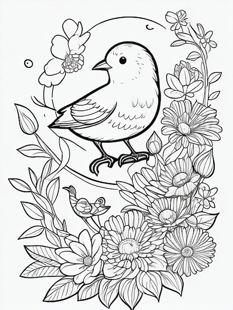 cute Bird for kids coloring page