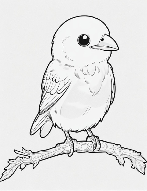 Photo cute bird for kids coloring page