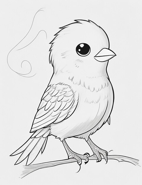 Photo cute bird for kids coloring page