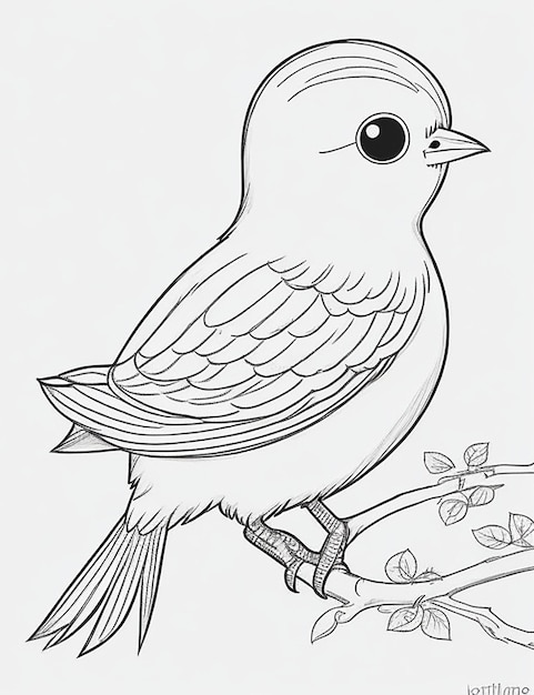 Photo cute bird for kids coloring page