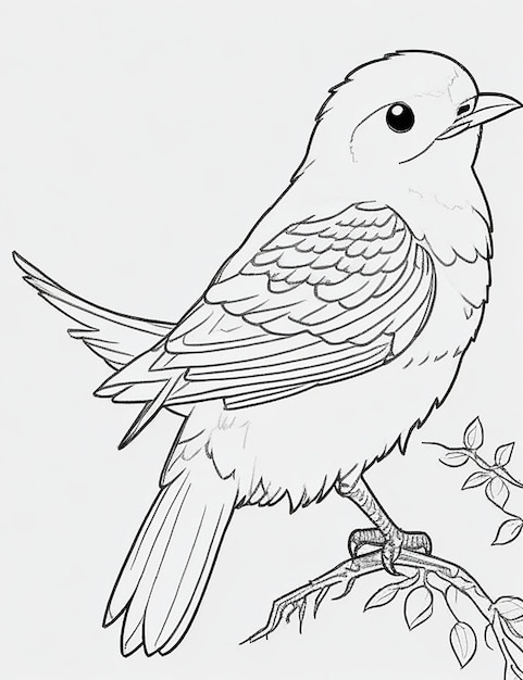 Photo cute bird for kids coloring page