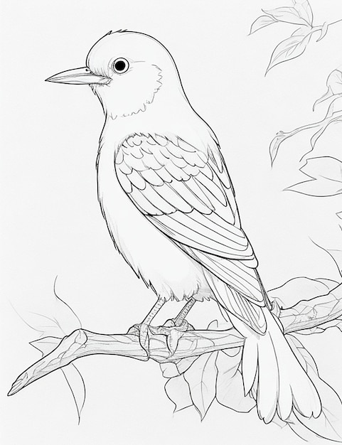 Photo cute bird for kids coloring page