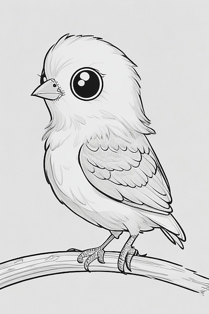 Photo cute bird for kids coloring page