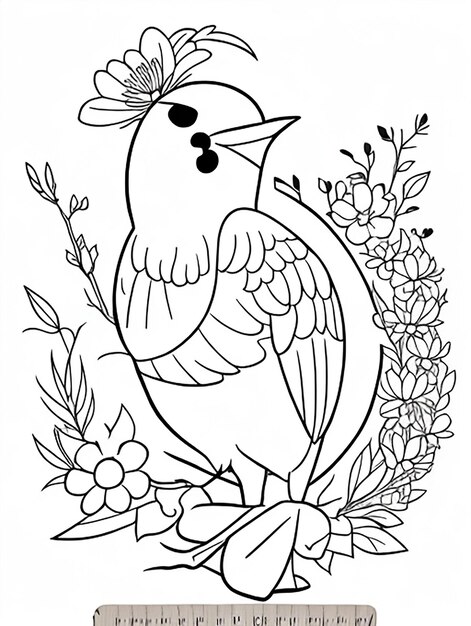 Photo cute bird for kids coloring page