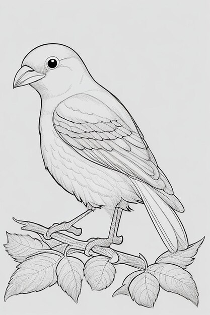 Photo cute bird for kids coloring page