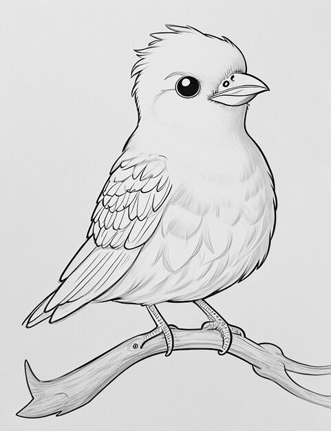 Photo cute bird for kids coloring page