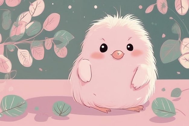 Photo cute bird with a pink feather