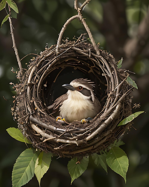 Photo cute birds residing in a nest