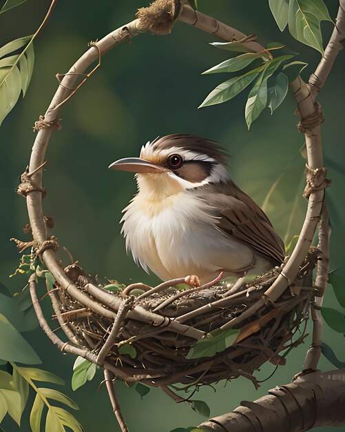 Photo cute birds residing in a nest