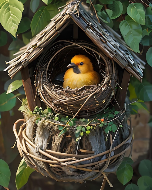 Photo cute birds residing in a nest